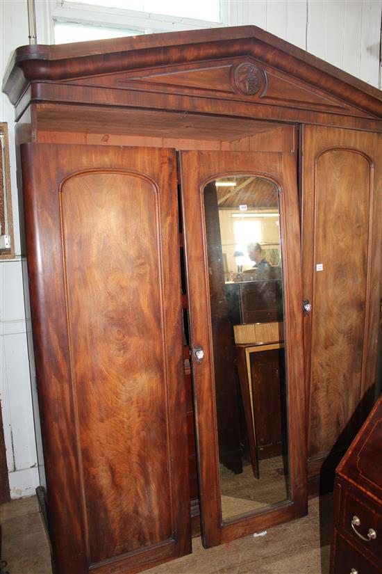 Victorian mahogany triple wardrobe